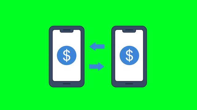 Money Transfer Icon Animation with Green Background. Full HD. 4K