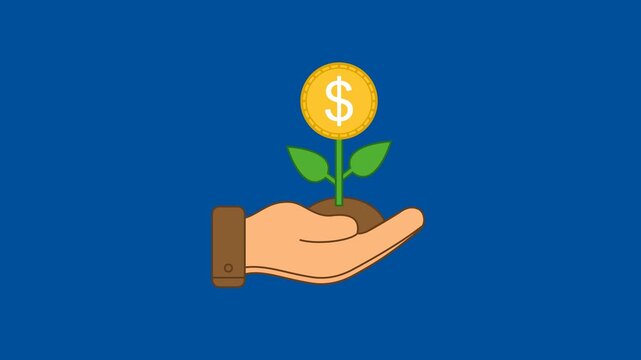 Investment Icon Animation with Green Background. Full HD. 4K