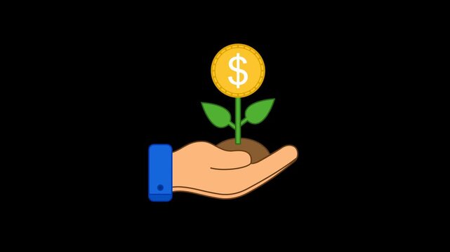 Investment Icon Animation with Transparent Background. Full HD. 4K