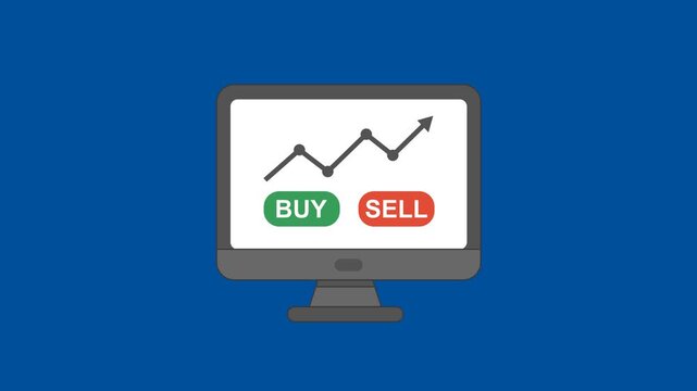 Trading Icon Animation with Green Background. Full HD. 4K