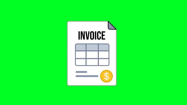Invoice Icon Animation with Green Background. Full HD. 4K