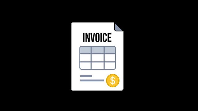 Invoice Icon Animation with Transparent Background. Full HD. 4K
