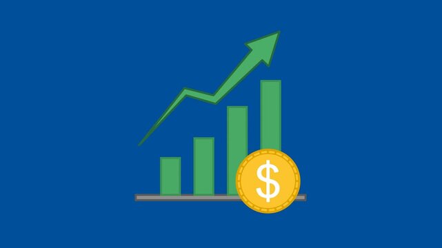 Profit Icon Animation with Green Background. Full HD. 4K