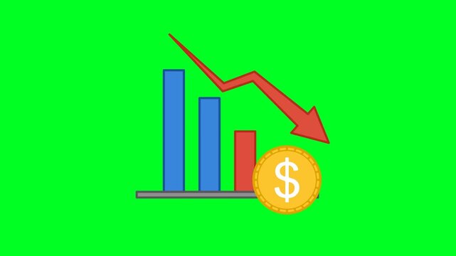 Loss Icon Animation with Green Background. Full HD. 4K