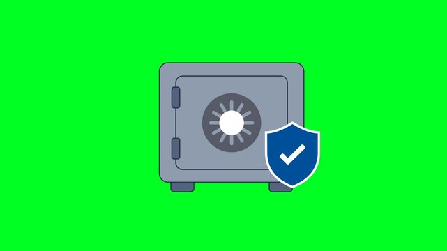 Financial Security Icon Animation with Green Background. Full HD. 4K