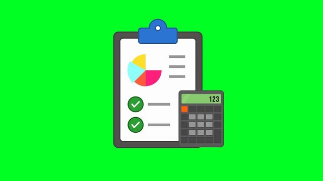 Budgeting Icon Animation with Green Background. Full HD. 4K