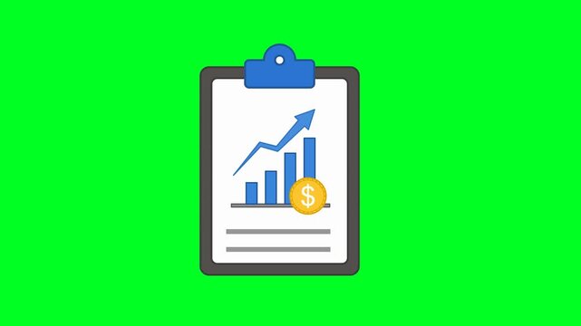 Financial Planning Icon Animation with Green Background. Full HD. 4K
