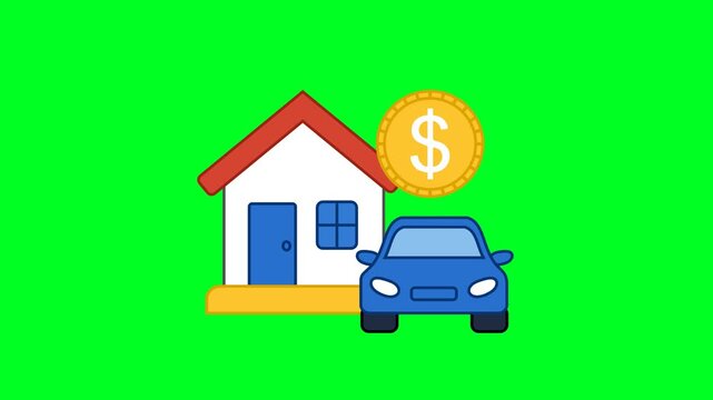 Assets Icon Animation with Green Background. Full HD. 4K