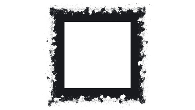 Grunge square frame with rough edges isolated on transparent background