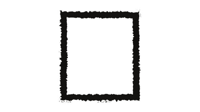 Rectangular grunge frame with rough edges isolated on transparent background