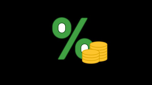 Interest rate Icon Animation with Transparent Background. Full HD. 4K