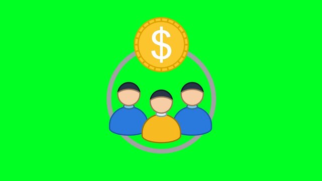 Mutual Fund Icon Animation with Green Background. Full HD. 4K