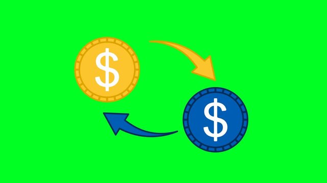Currency exchange Icon Animation with Green Background. Full HD. 4K