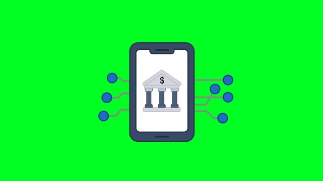 Fintech Icon Animation with Green Background. Full HD. 4K