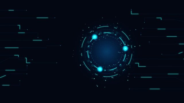 Blue Technology HUD Circle with Hexagon Core
