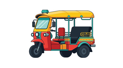 Naklejka premium Colorful motorized three wheeled auto rickshaw vector