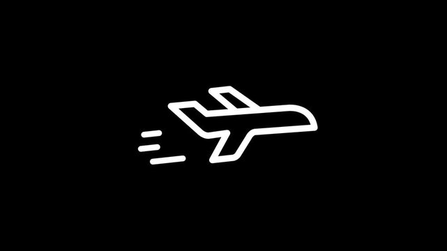 Simple plane icon flays icon animation concept, simple flat plane animation. Minimal Flat Airplane Icon Animation Concept