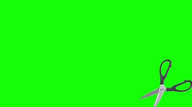 Pattern of metal scissors isolated on a vibrant green background for creative design projects