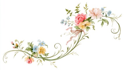 Obraz premium Elegant watercolor floral desktop wallpaper with pastel blossoms