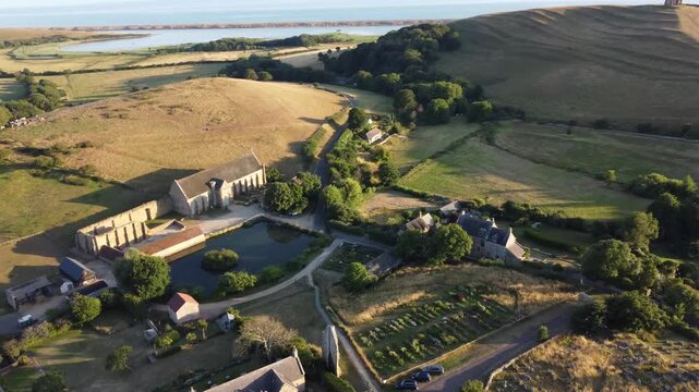 Petit village anglais vue du ciel de Abbotsbury dans le Weymouth au Royaume-Uni