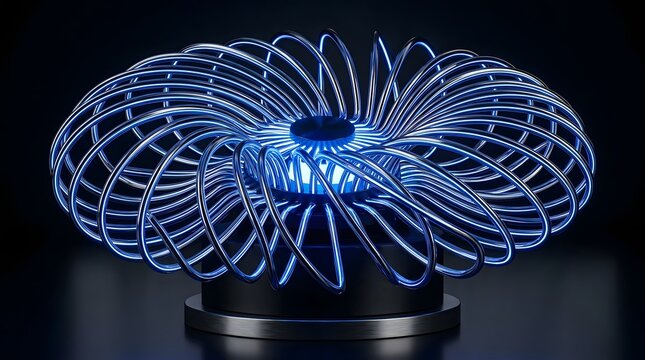 Abstract Glowing Neon Coil Energy Concept