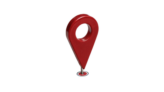 Red glossy map pin location pointer icon geometric minimalist 3d render element