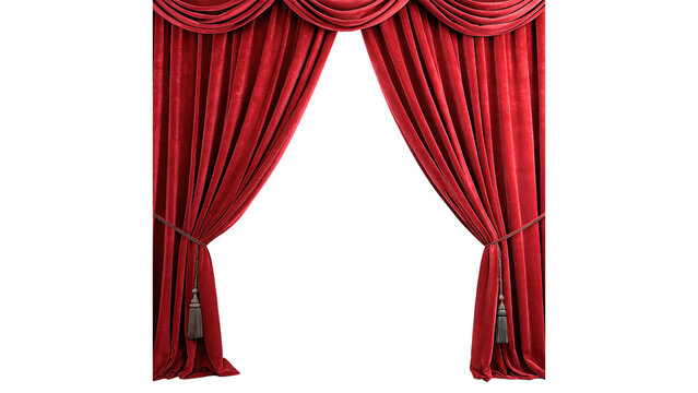 Elegant red velvet theater stage curtains drapes classical interior decoration element