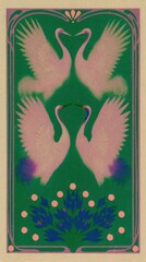 Fototapeta premium Elegant cranes in symmetrical design, ideal for mobile wallpaper.