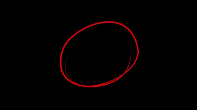 Hand Drawn rad Circle Highlight Motion Animated Marker Ring for Video Editors animation video icon on black background