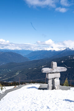 Inukshuk at the top of Whistler Mountain in Canada