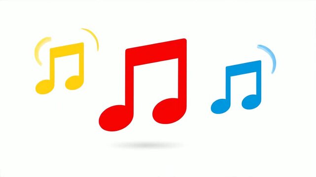 Red musical note icon isolated on white background