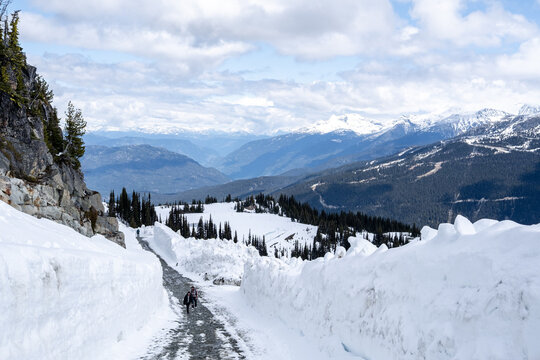 Views from the snow walls on Whistler Mountain in May