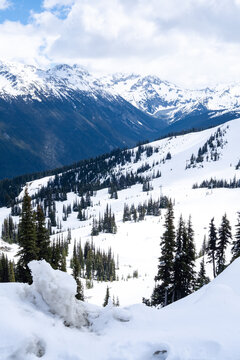Views from the snow walls on Whistler Mountain in May
