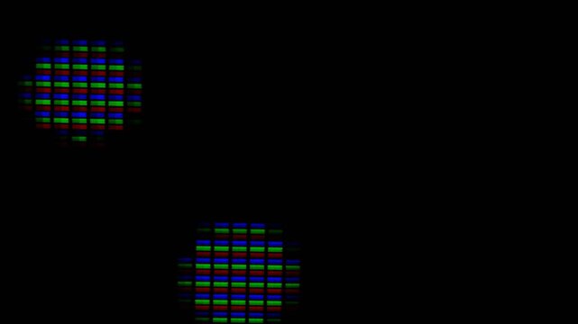 LCD pixels macro video, TV Broken Monitor, Screen TV Glitch Error,  VHS static noise glitch overlay