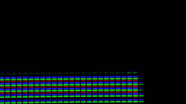 LCD pixels macro video, TV Broken Monitor, Screen TV Glitch Error,  VHS static noise glitch overlay
