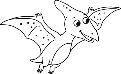 pterodactyl dinosaurs outline kids coloring outline © Estiningtyas