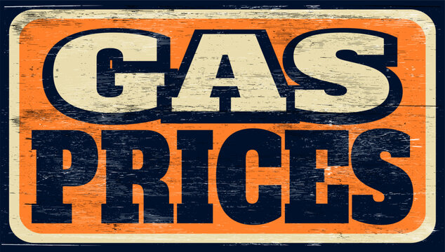 Aged retro gas prices sign on wood