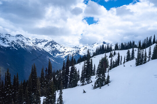 Views from the Peak to Peak gondola in Whistler in May