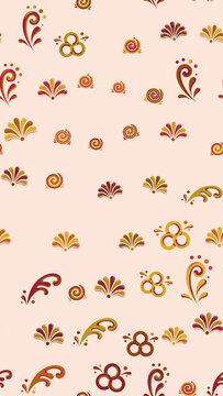 Decorative Pattern with Swirls and Fan Motifs