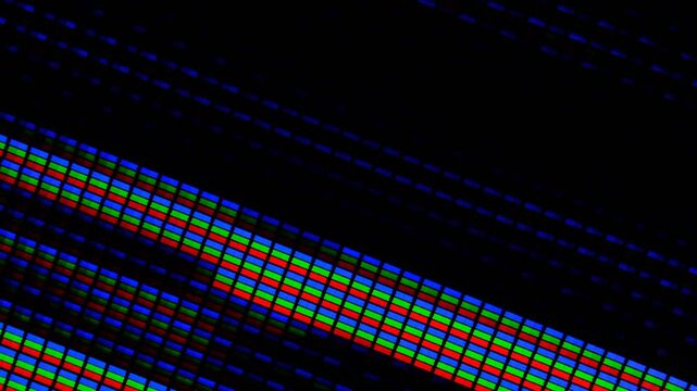 LCD pixels macro video, TV Broken Monitor, Screen TV Glitch Error,  VHS static noise glitch overlay