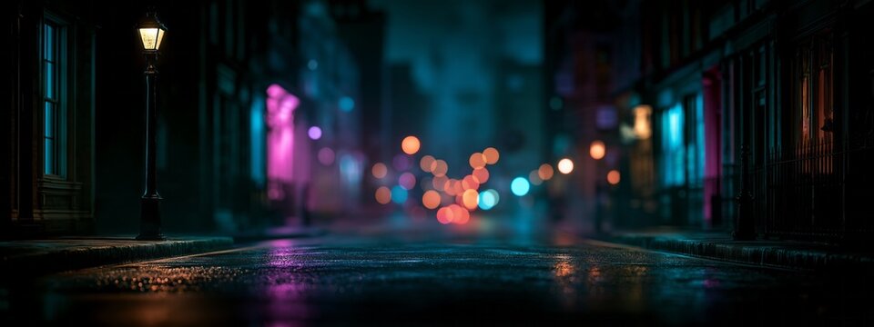 Rain slicks the cobblestone streets