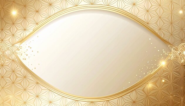 Contemporary Japanese background with a faint asanoha geometric pattern in ivory and gold around an elegant frame