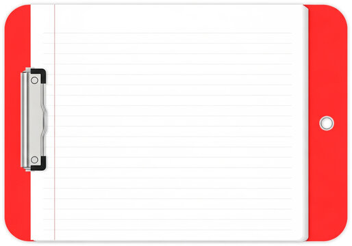 Red clipboard with lined paper for notes