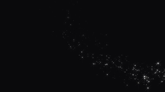 Glittering luxury white glitter sparkle line trail,black screen background, magical glitter burst, premium motion graphics, 4kshining star path,smooth sparkling effects