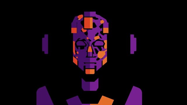 Animated Figure with Headphones on Black Background Motion Graphic