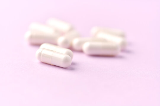 Citicoline capsules. Citicoline is a supplement that boost brain performance and improve memory. Bright background. Soft focus. Close up. Copy space