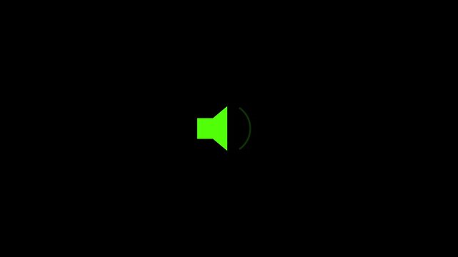Minimalist green speaker animation pulsing on black background, for ui and, multimedia projects sound volume
