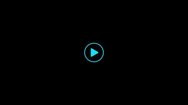 Minimalist play button animation on black background, for ui ux, user interface