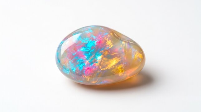Iridescent opal gemstone with colorful fire flashes precious stone luxury item