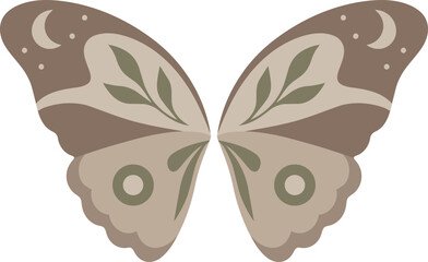 Obraz premium Brown Moth Wings With Olive Leaf Patterns